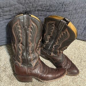 Vintage Tony Lama Brown Western Leather Boots